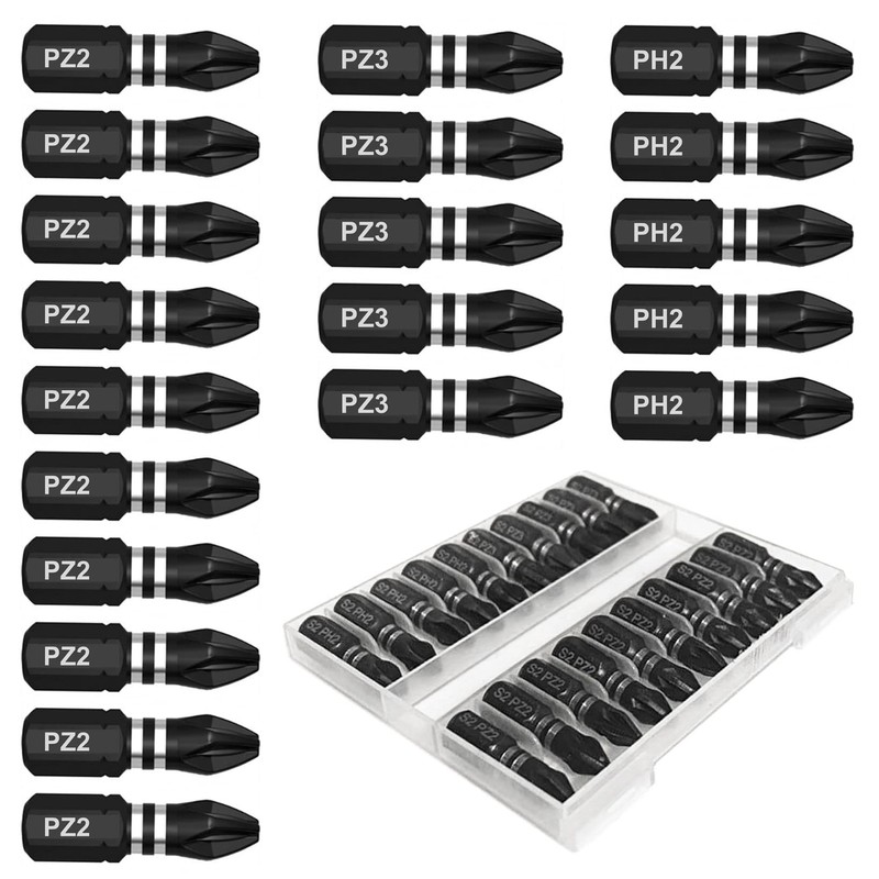 20 x SabreCut SCPB25_20 25mm PZ2 PZ3 PH2 Impact Screwdriver