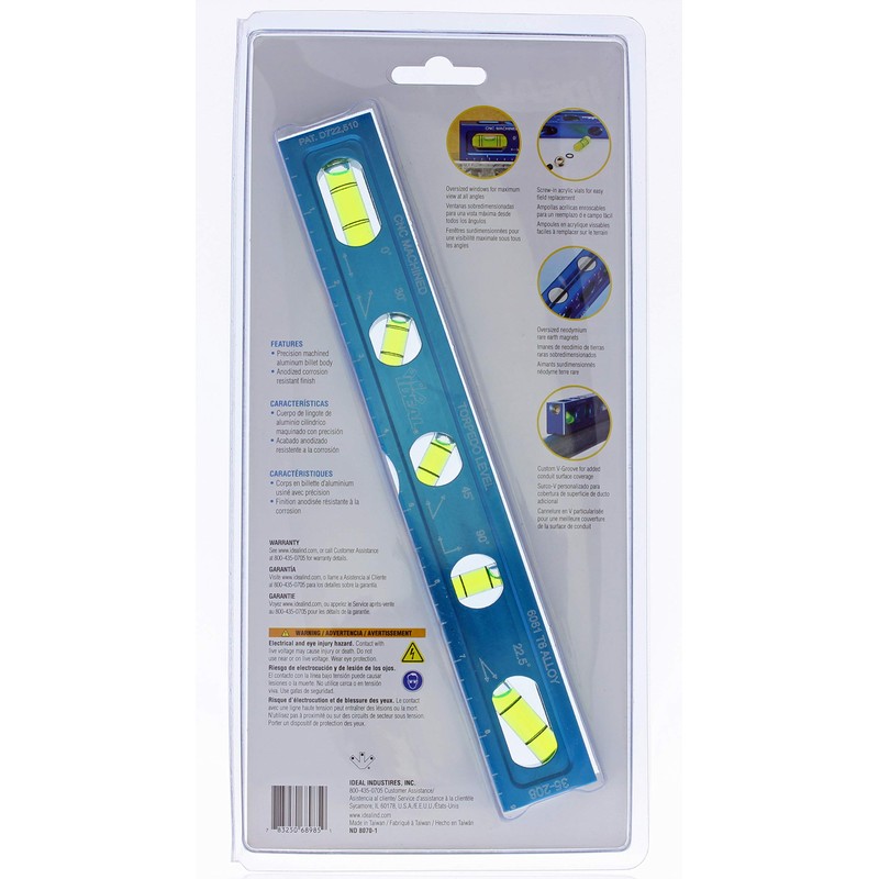 IDEAL Electrical 35-208 Electrician Level CNC Machined Aluminum Level with