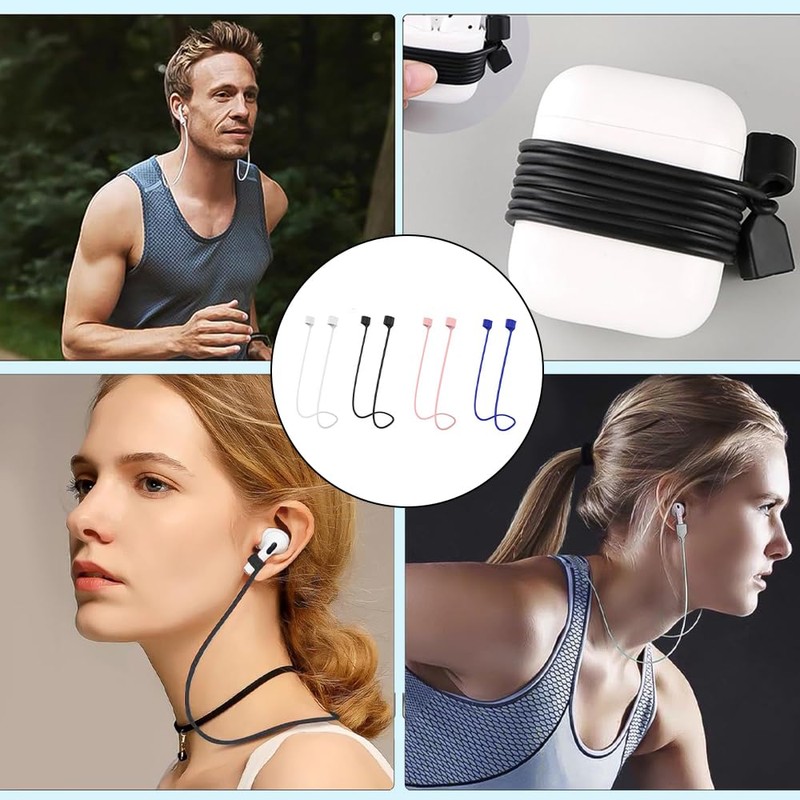 Set of 4 Earphone Straps, Drop Prevention, Lightweight, Cable, Accessories,