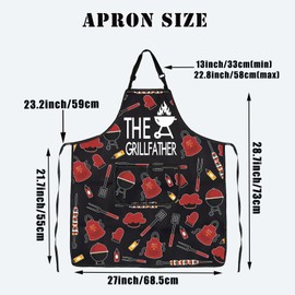BDPWSS Grilling Apron Funny BBQ Apron For Men Husband Dad Grandpa Chef The Grillfather Adjustable Apron With Pockets (Grillfather apronCA)