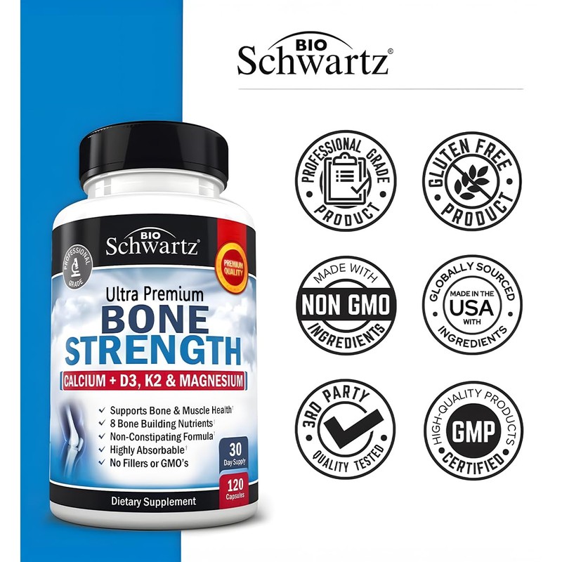 BioSchwartz Bone Strength Supplement - Gentle Non-Constipating Bone Health Supplement