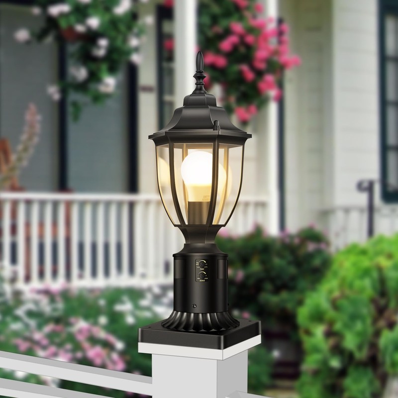 Lamomo Pier Mount Base with Dusk to Dawn Motion Sensor,