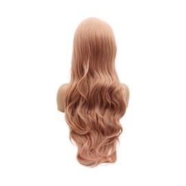 LUSHY BEAUTY Hair Synthetic Lace Front Wig Straight Super Long 24inch Pink and Rose Golden Mix Heavy Density Heat Resistant Realistic Wig