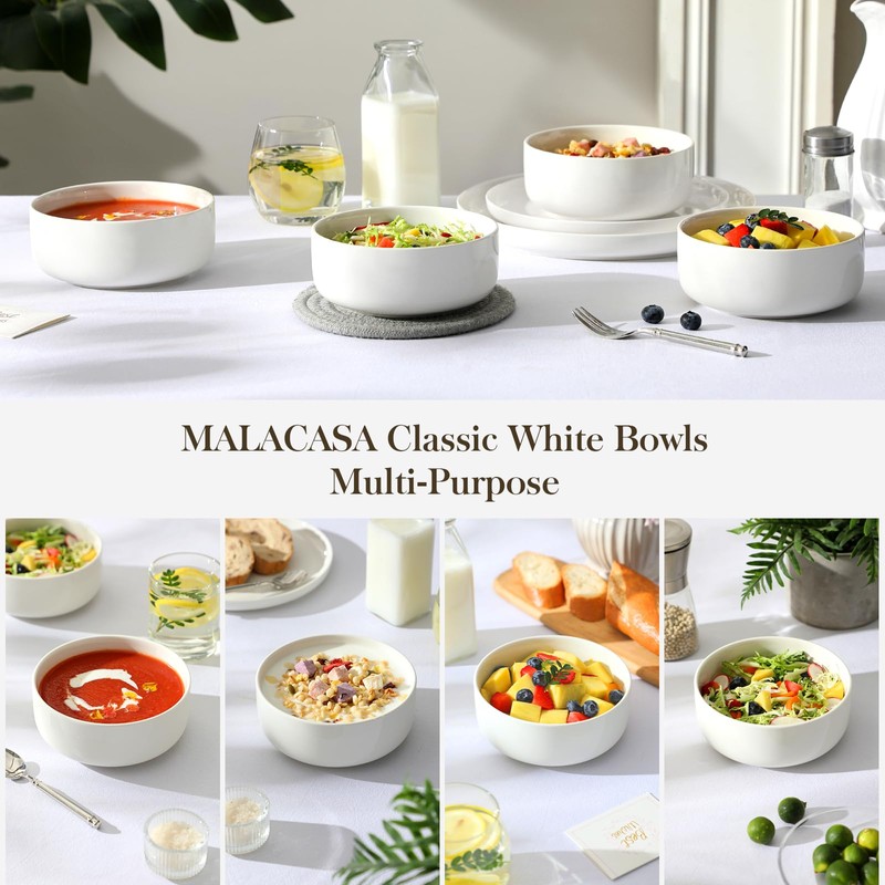 MALACASA 24 OZ Cereal Bowls, 5.8 Inch Soup Bowls Ceramic