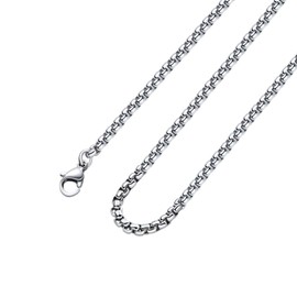 Monily 2-7 mm 16-36 In Square Rolo Stainless Steel Chain Necklace Round Box Necklace Men Women Jewellery