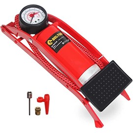 Foot Pump, BOLTHO Portable Floor Bike Pump with Accurate Pressure Gauge & Smart Valves, 100PSI Air Pump for Motorcycles, Bicycles, Cars, Balls and Other Inflatables - Red