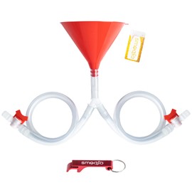 SMOQIO Beer Bong,Beer Funnel with Valve, Double Header, Bonus Bottle Opener, 1 Pack