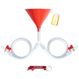 SMOQIO Beer Bong,Beer Funnel with Valve, Double Header, Bonus Bottle Opener, 1 Pack