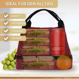 Coronel Tapioca - Cool Bag Small Perfect for Office, Picnic, Travel - Small Cool Bag - Foldable Cool Bag - Cool Box Small - Lunch Bag - Lunch Bag - Thermal Bag Insulated Bag - Bristol (Red)