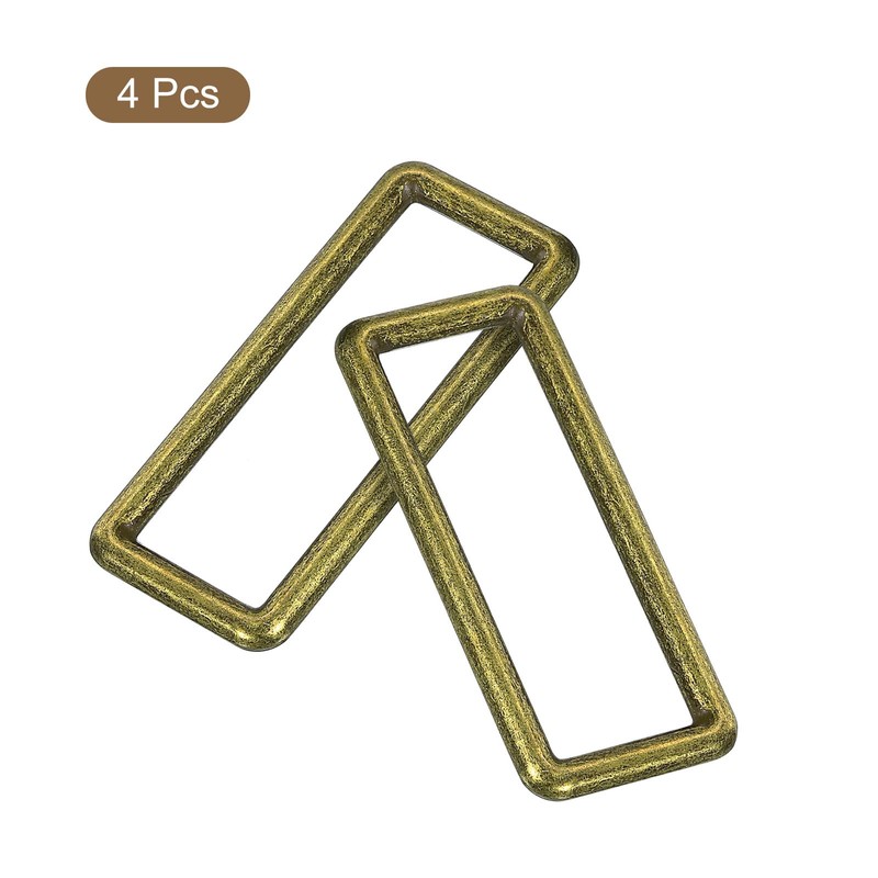 sourcing map 4Pcs Metal Rectangle Ring, 2 x 5/8 Inch