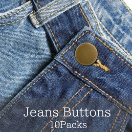 HappyHome Button Set for Jeans Denim Replacement and Remake, 10-Piece Set, Easy Installation, Screw-Type, DIY Jeans Repair, Sewing, Handicraft (#2)