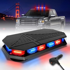 406D Rooftop Emergency Strobe Light Bar 102 LED Red White Mini Beacon Safety Flashing Warning 12-24V Magnetic BaseLight Color: Red/blue