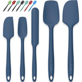 Coukre Silicone Spatula Set of 5,High Temperature Resistant, Food Grade Silicone, Dishwasher Safe, for Baking, Cooking (Pure Deep Blue)