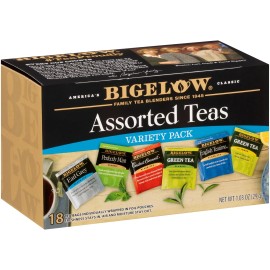 Bigelow Tea Variety Pack 18 Individually Wrapped Tea Bags Black Green Herbal