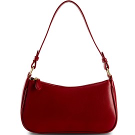 Small Shoulder Bag for women Clutch Purse Handbag with 2 Removable Straps and Zipper Closure Crossbody Bags (red)