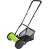 Push Lawn Sweeper, Adjustable Height Lawn Mower with 6-Gallon Collection