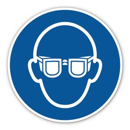 Use Eye Protection, Mandatory Sign: M004 - DIN EN ISO 7010 / ASR A1.3 - Sticker: Diameter 20 cm, Pack of 1