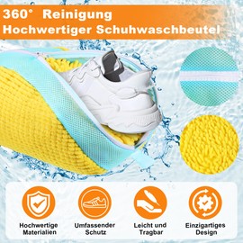 Shoe Wash Bag, Washing Machine, Pack of 2, Zip Laundry Bag for Shoes, Anti-Deformation, Lightweight and Portable, Reusable Laundry Net Laundry Shoe Bag for Trainers (Yellow, 39 cm x 25 cm x 9 cm)