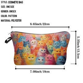 Livel lhood Colorful Cat Makeup Bag Cute Small Organizer Zipper Pouch Colorful Cat Coametic Bag Birthday Present for Women Friends -7, hzz16284