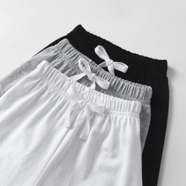 Zoputey Toddler Baby Boy Shorts Elastic Drawstring Shorts Sweatpants 3Pcs, Black+White+Grey, 18-24 Months