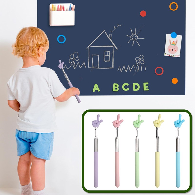 STSTR 5 pcs Pointer Finger Sticks, 5 Macaron Colors Retractable