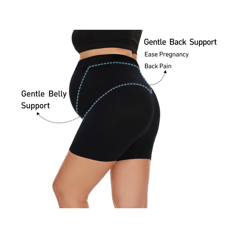 KUNINDOME Seamless Maternity Shapewear Shorts, Black, Medium