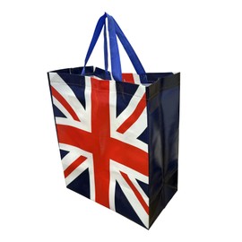 SAJAK Union Jack Tote Bag - British Flag Large Reusable Shopping Bag (40cm) - Eco-Friendly & Durable for Groceries, Travel, Souvenirs, Gifts & UK Party Decorations