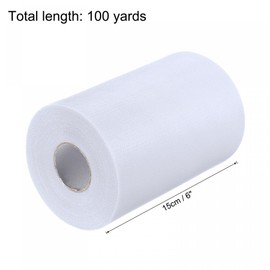 sourcing map 6 Inch 100 Yards Tulle Ribbon Rolls Pastel Netting Fabric Net Cloth for Gift Wrapping Christmas Wedding DIY Crafts, White