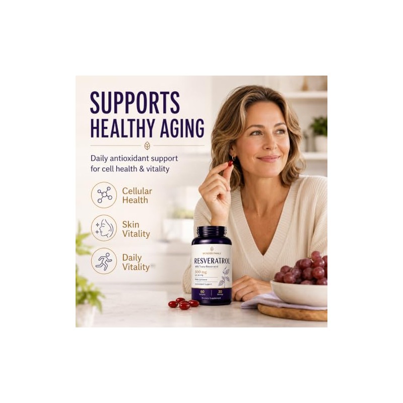 Wonder Family Suplemento de Resveratrol 500 Mg
