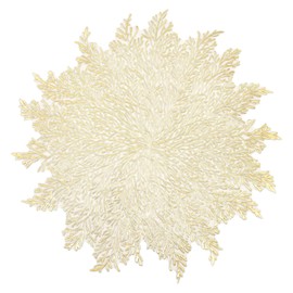 Gold Placemats Set of 6 Flower Pressed Vinyl Place Mats Table Setting Kitchen Waterproof Tablemats for Dining Table Holiday Wedding Decorative
