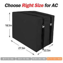Air Conditioner Covers for Window Units Winter Outside with Double Insulation, 600D Cloth Window Air Conditioner Cover, Sewing Cuttable Window AC Cover with Adjustable Straps with Metal Buckles