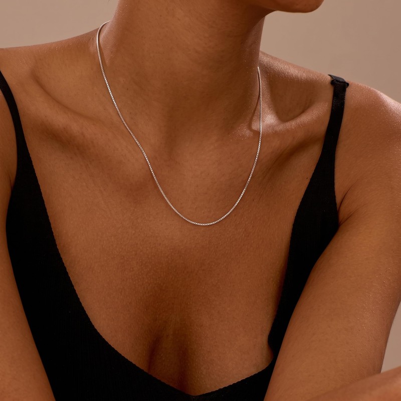 Goldegg 925 Sterling Silver Necklaces for Women,1.1mm Box Chain 16