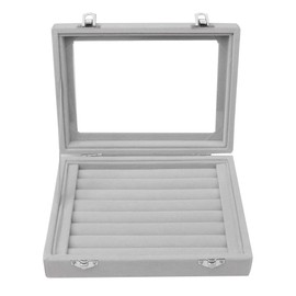kuou 7 Slots Velvet Jewellery Box for Ring Earring Necklace, Jewellery Display Box Tray Case Organiser Clear Container Showcase