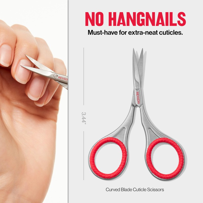 Revlon Cuticle Scissors, Ultra-Fine Stainless Steel Curved Blade for Neat