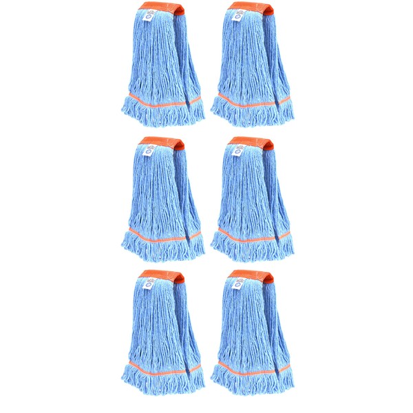 NINE FORTY Industrial | Commercial Strength Premium Looped End Floor Cleaning Wet Mop Head Refill | Replacement – Heavy Duty 4 Ply Synthetic Yarn (6 Pack, Large)