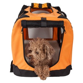 PET LIFE '360° Vista View' Zippered Soft Folding Collapsible Durable Metal Framed Pet Dog Crate House Carrier, Small, Orange