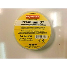 Plymouth Rubber Company NEW! Plymouth Premium 37 Color Coding Vinyl Electrical Tape Yellow Cat. No. 3703