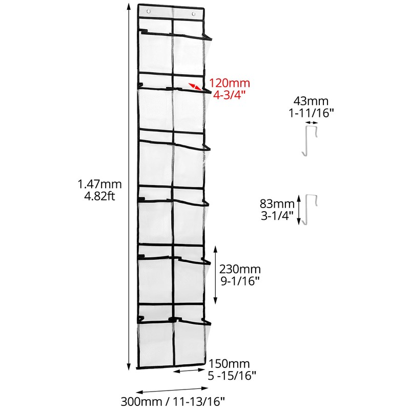 QWORK® Door Hanging Storage, 12 Large Pockets, Over The Door