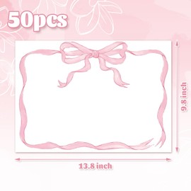 JarThenaAMCS 50 Sheets Pink Bow Paper Placemat Coquette Bowknot Place Mat Cute Disposable Table Mat for Bachelorette Party Dinner Table, 14 x 10 Inch