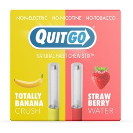 QuitGo Air Straw Red Razz and Blue Razz Habit Chew Stick – Plastic Reusable Natural Aid Straw to Curb Cravings & Breathe Freely - Color: Banana & Strawberry