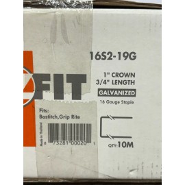 EZ-Fit 16S2 1" Crown x 3/4" Length Galvanized 16 Gauge Staple (10,000 ct)