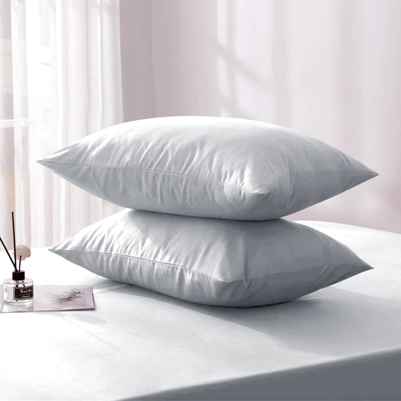 Hafaa Silver Pillowcases 2 Pack Brushed Microfiber Plain Pillow Cases