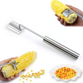 Qcdou Corn Planer, Corn Cob Stripper, Corn Peeler, Long Handle Stainless Steel Corn Stripping Tool, Corn Cob Peeler with Ergonomic Handle, Quick Safe Corn Peeling for Kitchen/Home