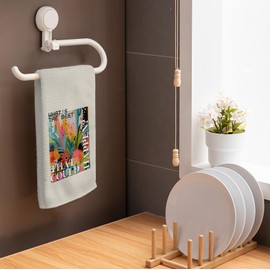 HIWX Inspirational Gifts Kitchen Towels, What's the Best That Could Happen Maximalist Floral Motivational Decorative Kitchen Dish Towels, Eclectic Botanical Hand Towel for Bathroom Decor, 16x24 Inches