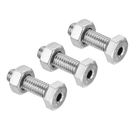 PATIKIL M6x20mm Hollow External Hexagon Screw, 3 Set Cylindrical Lamp Threading Socket Screws Through Hole Bolt with Nut 304 Stainless Steel