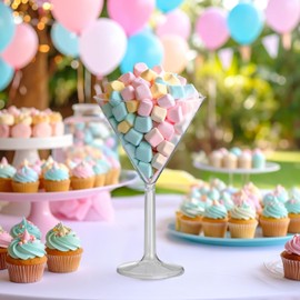 Decoraparty Transparenter Konfektbecher, Martini-Glas für Konfekt, Zeremonie, Tischdekoration, große Mitteldecke für Süßigkeiten, Schokolade, 16 cm x 25 cm