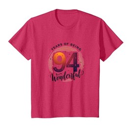 94 Years Wonderful Birthday Gift for Senior Celebration T-Shirt, Youth, Red Heather