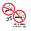 Unbranded ABSOLUTELY NO SMOKING stickers | white | outdoor durable