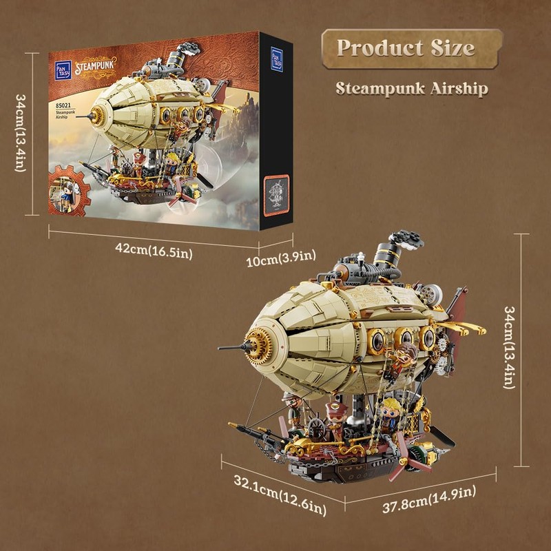 PANTASY Steampunk Airship Model Kit for Adults, Dual-Layer Zeppelin with