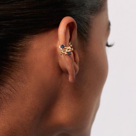 LADYGD Ear Cuff Earrings for Women Trendy 14K Gold Plated Cubic Zirconia Paved Multi-Colored Floral Sparkle Huggie Ear Cuffs Non Piercing | Clip On Cartilage | Single